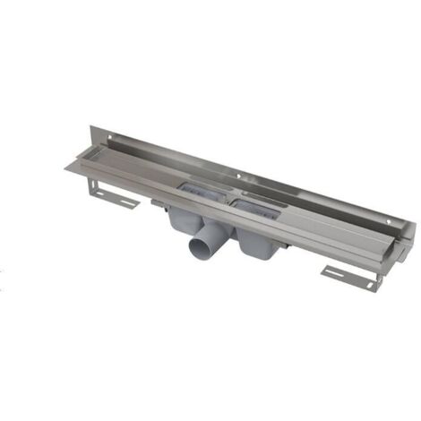 Alcadrain Système de drainage - Douchegoten - Caniveau de douche Flexible 115 cm, avec collier ajustable au mur, acier inoxydable APZ4-1150 (1/2)