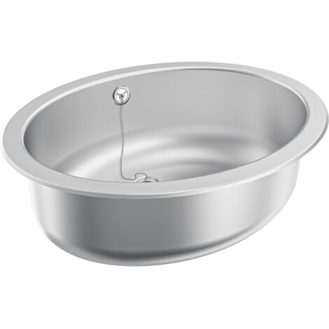 KWC AR Bassin oval, RONDO, acier inoxydable, sdm, 510x155x390 mm, vidange, trop-plein et grille de trop-plein (1/2)