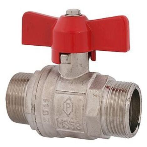 JS ROBINET BOLA, COMPLETement traversant, DN25 AGxAG1",86MM,GRANDEUR DE FLUEGEL ROUGE, VERNI (1/2)