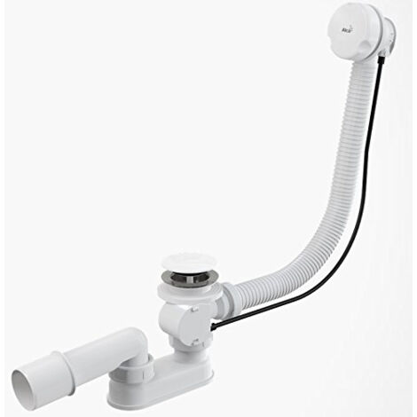 Alcaplast – Ensemble complet de vidange A51BM – Clapet d’obturation 50 mm – Débit 51,6 l/min – Longueur siphon 57 cm – Pour baignoires Ø52 mm