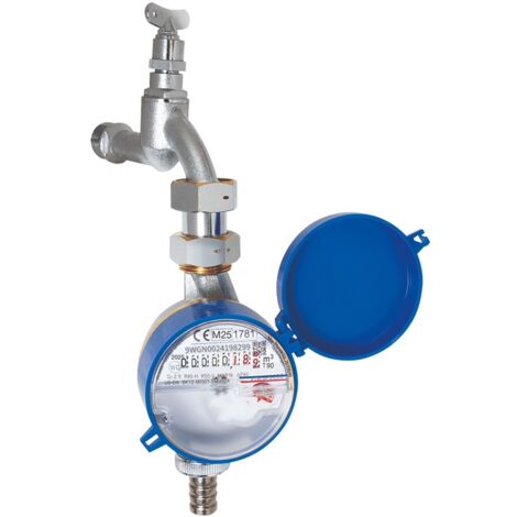 Compteur de robinet « ECO » TWO en ONE / 0,1 – 90°C pour montage avec raccord de tuyau MID Q3 2,5 Qn m³/h 1,5 3/4" 80 mm, y compris étalonnage (1/2)