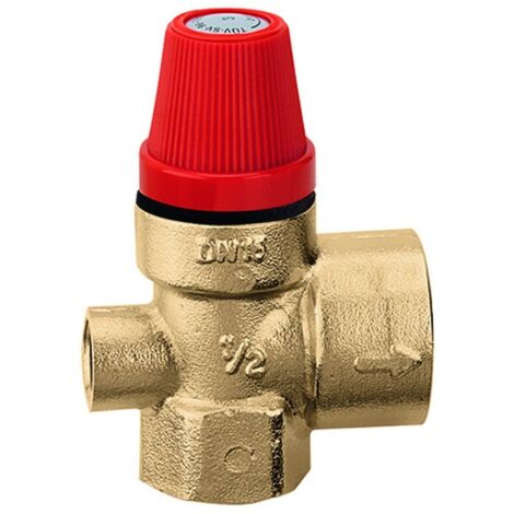 Soupapes de sécurité à membrane 1/2", pour chauffage, avec raccord pour manomètre 1/2" x 3/4" 2,5 bar
