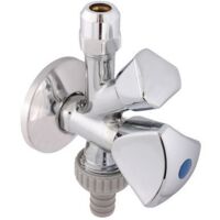 JS VENTIL D'ANGLE COMBINÉ, AUTO-ETANCHE, SV, POIGNÉE EN TRIANGLE, 1/2", POLI CHROMÉ