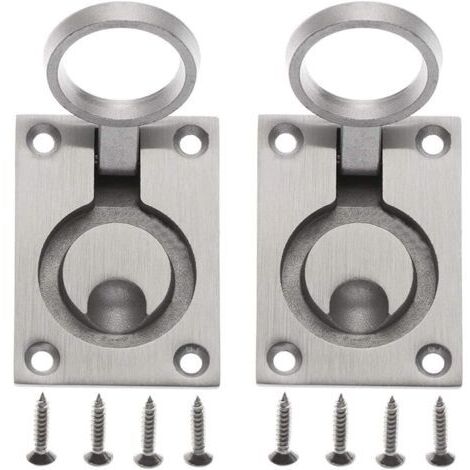 Set mit 2 Luken-Schubladengriffen, verdeckte Griffe aus Edelstahl mit Befestigungsschrauben, 62 x 44 mm (1/5)