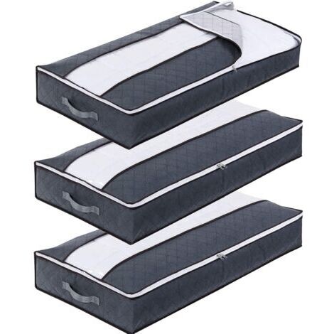Under Bed Storage Bag Set of 3, 90L Under Bed Storage Box Large Non-Woven Foldable, Storage Bags for Quilt Duvets Blankets Pillow (1/5)