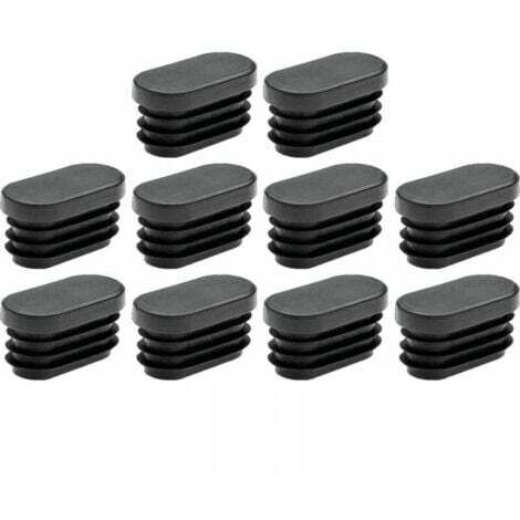 10x Ovale Lamellenstopfen Gleiter Rohrendkappe Stuhlbeinkappe Möbelbeinkappe Tischbeine Schutzkappe, 40 x 20mm schwarz