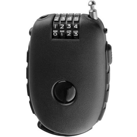 Einziehbares Zahlenschloss mit 4 Ziffern, Kabelschloss 130 cm, Motorradhelm-Schloss, Fahrradsattel-Schloss, mit Zahlencode, zur Sicherung von Gepäck, Skiern, Helmen (Schwarz) (1/5)