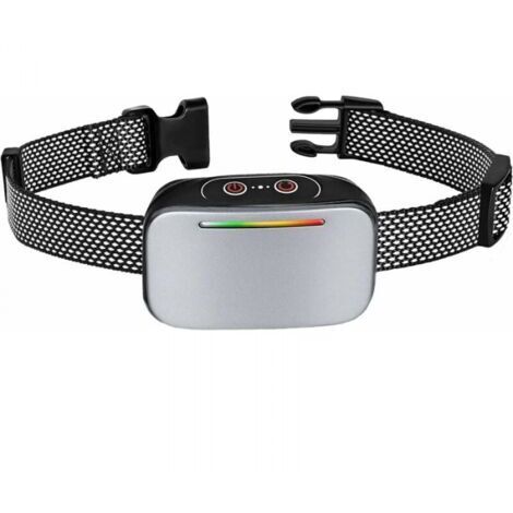 Automatisches Anti-Bell-Halsband für Hunde, intelligente Bellkontrolle, wiederaufladbar, mit Statik-Schock-, Vibrations- und Soundmodus, wasserdicht IP67, LED-Anzeige – Farbe Silber (1/5)