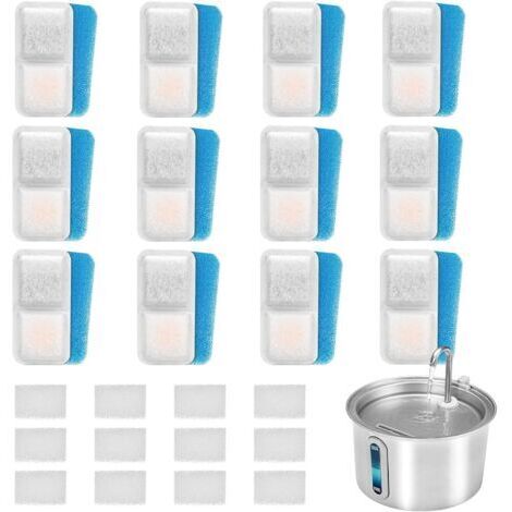 Filter für Katzenbrunnen, Ersatzfilter für 2L Edelstahl-Katzenwasserbrunnen, 3-Schicht-Filtration, Aktivkohle-Baumwoll-Ionen-Filtration (1/5)