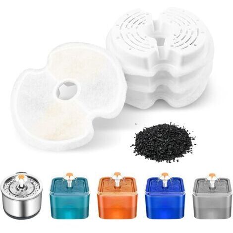 4 Stück Filter für Katzenbrunnen, Ersatzfilter für Haustierbrunnen für 2L- und 2,5L-Katzenbrunnen mit Aktivkohle & Harz für dreifache Filtration (1/5)