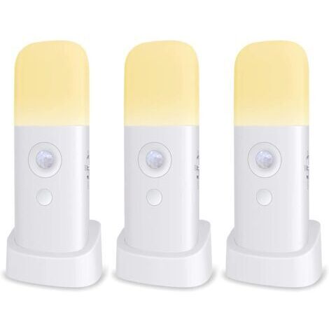 Kinder Nachtlicht, Lampe mit Bewegungsmelder, Einstellbare Helligkeit, Tragbar, Wiederaufladbar, für Schlafzimmer, Kinderzimmer und Wohnzimmer (3er-PACK) (1/5)