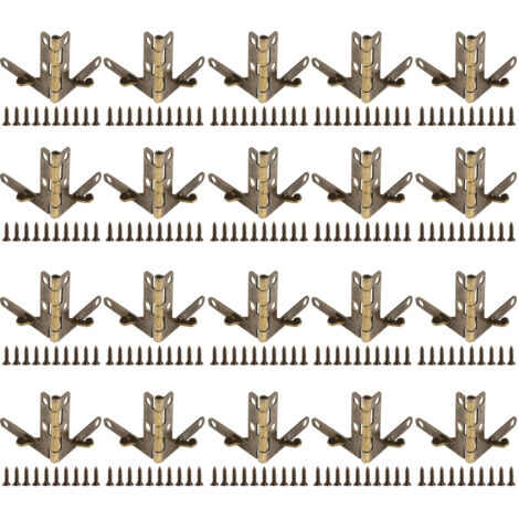 Lot de 20 charnières à ressort à angle de 90°, accessoires pour boîtiers en plastique, bois, métal, bijoux, montres (bronze) (1/5)