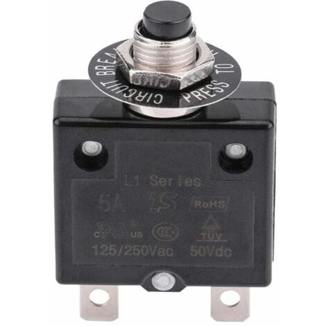 Interruttore automatico da 20 A, interruttore termico di ripristino opzionale, 125-250 V CA, 50 V CC, interruttore automatico a pulsante, protezione da sovraccarico (1/5)
