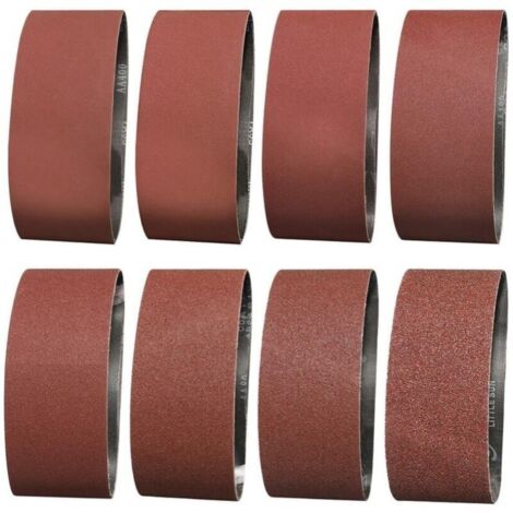 Schleifband 75x457 mm - 1 x 40/60 und 2 x 80/120/180/240/320/400 Körnung zum Schleifen, Polieren und Entstauben, ideal für Holz (14 Stück) (1/2)