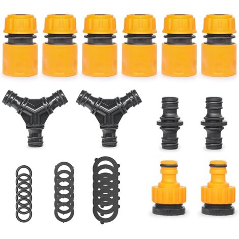 30-teiliges Schlauchverbinder-Set, inklusive 1/2"-Schlauchschnellverbinder, Y-Verbinder, Doppelstecker und Universal-Wasserhahnverbinder. (1/5)