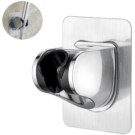 Brausehalter ohne Bohren, 3M-Kleber – Universeller Duschkopfhalter, verstellbar (45°), für Badezimmer-Duschkopf, Chrom (1/5)
