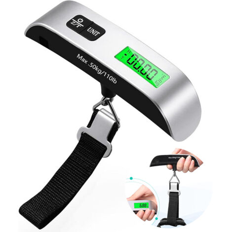 Elektronische Gepäckwaage, tragbare Reisekofferwaage, Temperaturmessfunktion, Tara-Funktion MAX 50 kg/110 lb für Reisen (1/5)