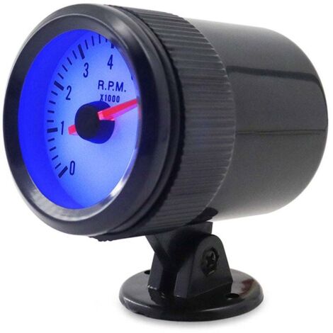 2 Zoll 52 mm Auto-Drehzahlmesser mit schwarzer Halterung, 0–8000 U/min, blaues LED-Licht – Schwarz – Schwarz (1/4)