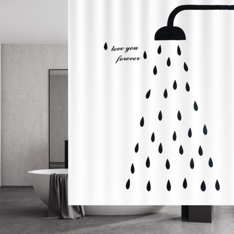 Duschvorhang 180 x 200 cm, schnell trocknende Duschvorhänge, Anti-Schimmel-Duschvorhang, wasserdichter Stoff, waschbares Badezimmerzubehör mit 11 Haken (1/5)