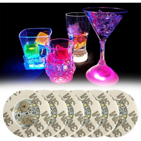 CSPARKV 6 Stück LED-Untersetzer, leuchtende Untersetzer, LED-Untersetzer, selbstklebende LED-Untersetzer, drei bunte Abschnitte, weihnachtliche LED-Untersetzer für Hochzeitsbar (1/4)
