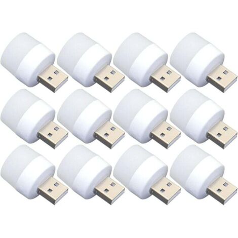 Mini-USB-Nachtlicht – 12 Stück Steckbirnen, tragbares weißes Licht für Toilette, Küche, Flur – ideal für Kinder (1/4)