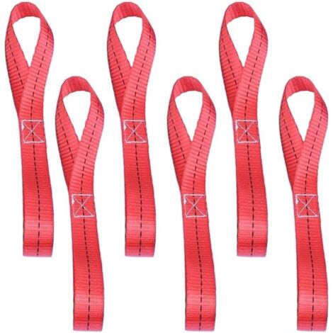 6er-Pack strapazierfähige, weiche Zurrgurte aus Nylon für ATV, UTV, Motorrad – 25 x 400 mm – Rot (1/5)