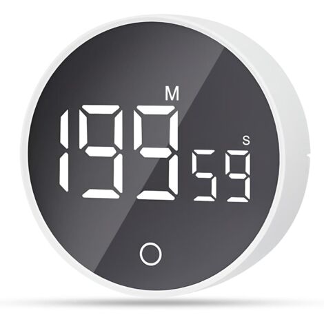 Magnetische visuelle Zeitschaltuhr, 60-Minuten-Countdown mit 3 Lautstärkestufen, Kurzzeitmesser, großes LED-Display – Weiß (1/5)