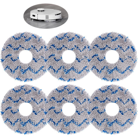 Außendurchmesser 13,5 cm, Innendurchmesser 3,5 cm, 6er-Pack blaue Ersatz-Reinigungstücher für Ecovacs T20, T20pro, T20max, T20 MAX PLUS, T20 PRO PLUS Staubsaugerzubehör, Mikrofaser-Mopps für die Ecova (1/5)