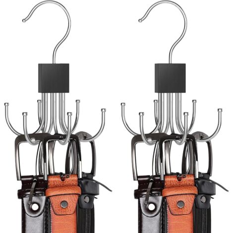 CSPARKV Gürtelhalter für Schrank, 2er-Pack, 360° drehbarer Krawattenhalter, platzsparend, Gürtelaufbewahrung, Krawattenständer, maximale Kapazität für 32 Gürtel, Schalhalter, multifunktionaler Taschen (1/5)