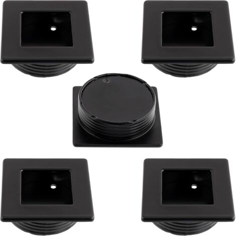 CSPARKV 5er-Set quadratische Griffmulden 46x46 mm Ø40 mm für Schiebetüren – Möbel, Kleiderschrank, Schrank, Schublade, Inneneinrichtung, Küche, Wohnzimmer – Kunststoff – Farbe Mattschwarz (1/4)