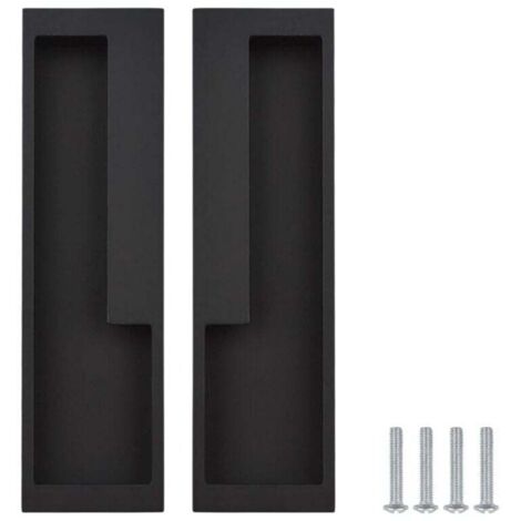 2 pezzi maniglie per porte scorrevoli incassate, maniglie per cassetti e armadietti con viti - Nero/192 mm (1/4)