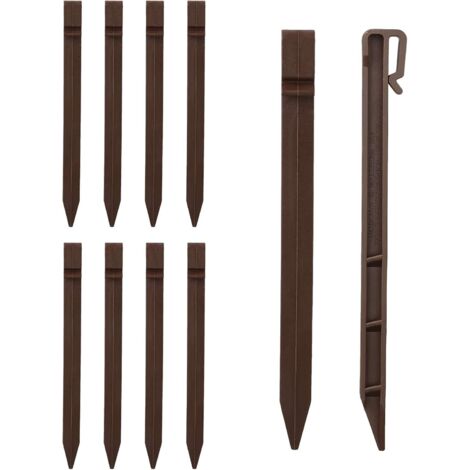 20 Stück 24 cm Kunststoff-Gartenpfähle, spiralförmige Ankerpfähle, Landschafts-Ankerpfähle, Landschaftspfähle, Gartenpfähle für Gartenzaun, braun (1/5)