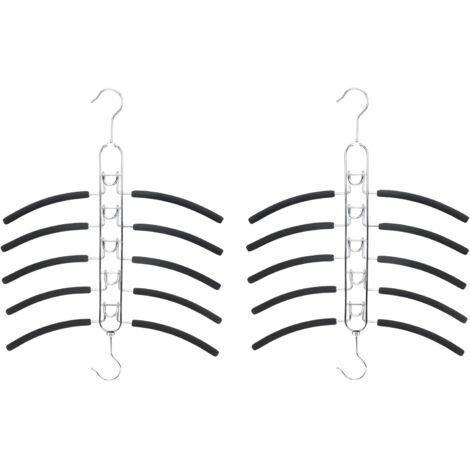 CSPARKV 2er-Pack 5-in-1 abnehmbare mehrlagige Kleiderbügel für Oberteile, multifunktionaler Platzsparer, schaumstoffbeschichtete, robuste Metallbügel für Kleiderschrank, Schrank, Hemd, Pullover, Anzug (1/5)