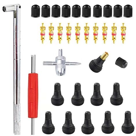 23-teiliges Reifenventil-Entferner-Werkzeug, Entferner für Autoersatz, Ventilkern 10 Stück, 4-1 Reparaturwerkzeug – Reifen-Reparatur-Set (1/5)