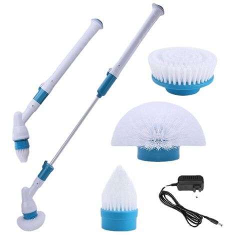 Brosse de nettoyage électrique 8 en 1, brosse de nettoyage rotative rechargeable, brosse de nettoyage de salle de bain, bleue (1/4)