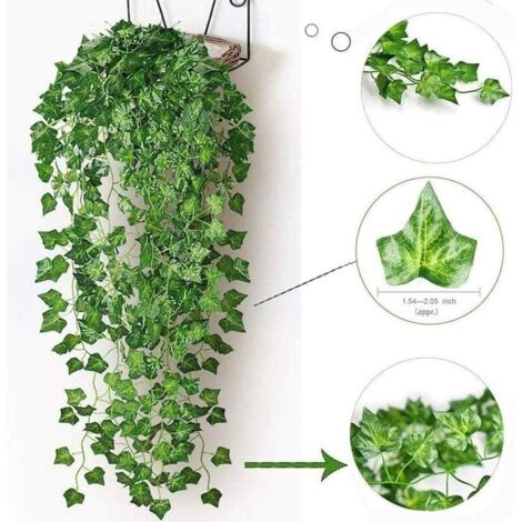 Knstlicher Efeu, 2 m lange Blatt-Lichterkette, knstliche Pflanzen mit 20  LEDs und grnem Blatt, LED-Ranken-Lichterkette fr Garten, Hof, Haus,  Terrasse, Hochzeitsfeier-Dekoration (1 Stck)