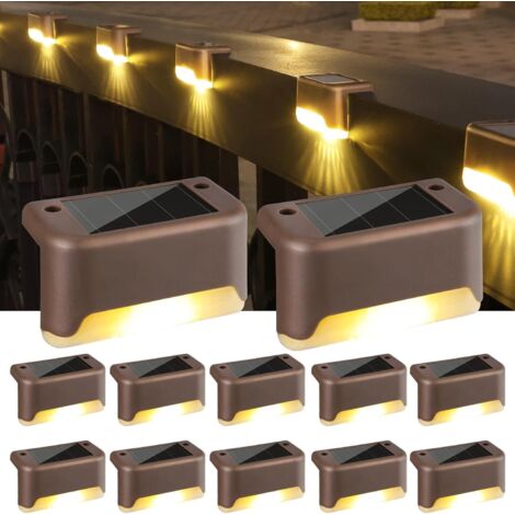 Solarleuchten für den Außenbereich, Garten, Set mit 12 LED-Solarleuchten, Außentreppen, Zaunlampen, wasserdichte Dekoration für Stufen, Hof, Terrasse, Weg, Terrasse, Rasen, Auffahrt, (1/4)