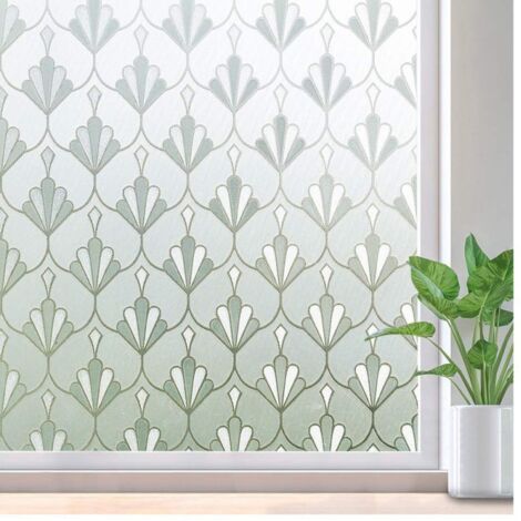 Película electrostática para ventanas, película de privacidad, no adhesiva, reutilizable, opaca, esmerilada, con estampado floral, para oficina, hogar, baño, dormitorio, cocina, 40 x 200 cm (1/5)