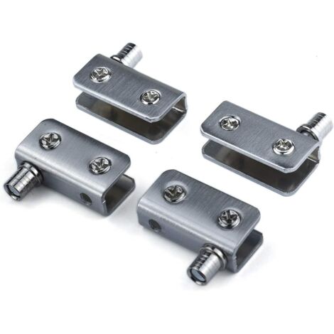 Bisagras para puertas de vidrio (paquete de 4), pivotantes de 90°, sin perforaciones, de acero inoxidable, aptas para vidrio de 5-8 mm. (1/5)