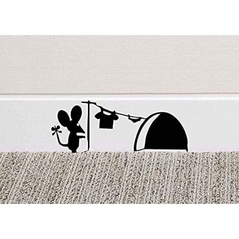 CSPARKV 18x7cm Mouse Hole-House Vinyl-Wandaufkleber für Sockelleisten (1/5)