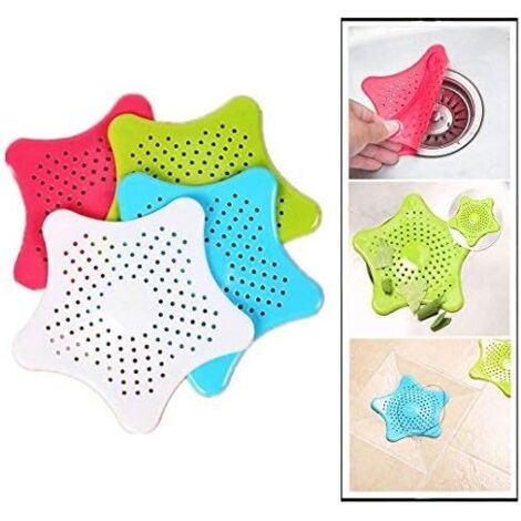 Coladores de fregadero Sillione (paquete de 4), colador de pelos de estrella de mar para fregadero de cocina y baño (1/5)