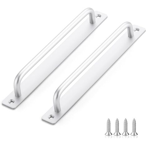 2-teiliger Schiebetürgriff, Länge 243 mm, mit Langschild, aus Aluminiumlegierung, passend für Möbel, silber, mit Schrauben (1/5)