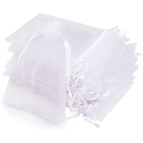 Organzabeutel, 120 durchsichtige Beutel, 10 x 15 cm, weiße Organza-Geschenkbeutel mit Band für Weihnachtsgeschenke, Organzabeutel für Schmuck, Geschenke, Süßigkeiten, Hochzeiten, Geburtstage