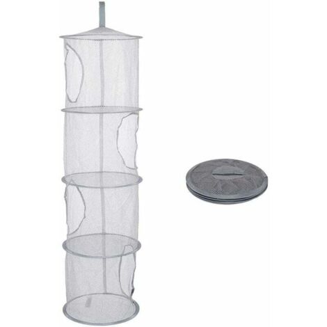 Red de almacenamiento colgante plegable y portátil, multifuncional, con 4 compartimentos (gris) (1/4)