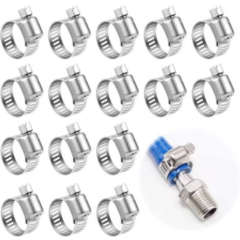 25 Stück Metall-Schlauchschellen, 6–12 mm, verstellbare Edelstahl-Schlauchschelle, 304 Edelstahl-Schlauchschelle für Haushaltswasserrohre (25 Stück, 6–12 mm) (1/5)