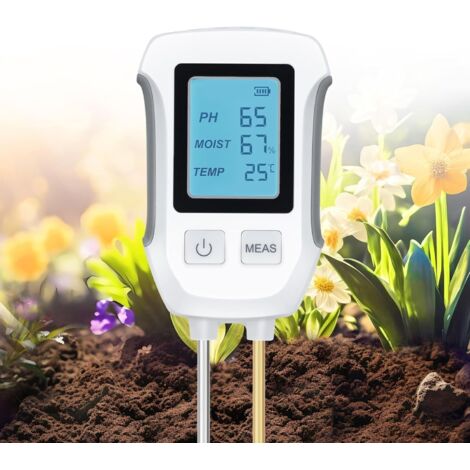 CSPARKV (28 × 6,5 × 3 cm)3-in-1-Bodentester, Temperatur- und pH-Tester für Pflanzen, Hygrometersensor, mit hintergrundbeleuchtetem LCD-Display für Garten, Rasen, Bauernhof, Innen- und Außenbereich (1/4)