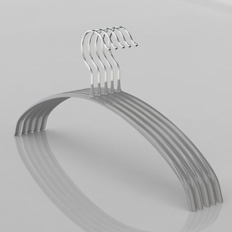 CSPARKV (40 × 20 × 2 cm) 10er-Pack, 40 cm, Silber, platzsparend, abgerundet, ideal für T-Shirts und Pullover, 360 ° drehbare Haken, rutschfeste Beschichtung (1/4)