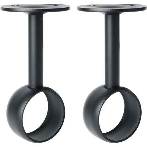 CSPARKV 2 Stück Gardinenstangenhalterung, Garderobenstangenhalterung mit Schrauben, Deckenhalterung für Vorhang und Kleiderschrank, mattschwarzer Edelstahl, Durchmesser 32 mm (1/5)