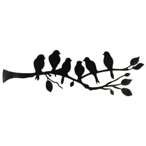 Wandbehang aus Metall, Vogel-Wanddekor, Blätter und Vögel, Metallskulptur, Vogelsilhouette, Wandbehang