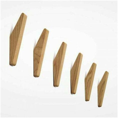 Set di 6 ganci appendiabiti in legno vintage, portata 5 kg, gancio da parete, gancio per accappatoio, gancio per cappello, gancio appendiabiti, gancio multiuso, gancio per chiavi (1/4)